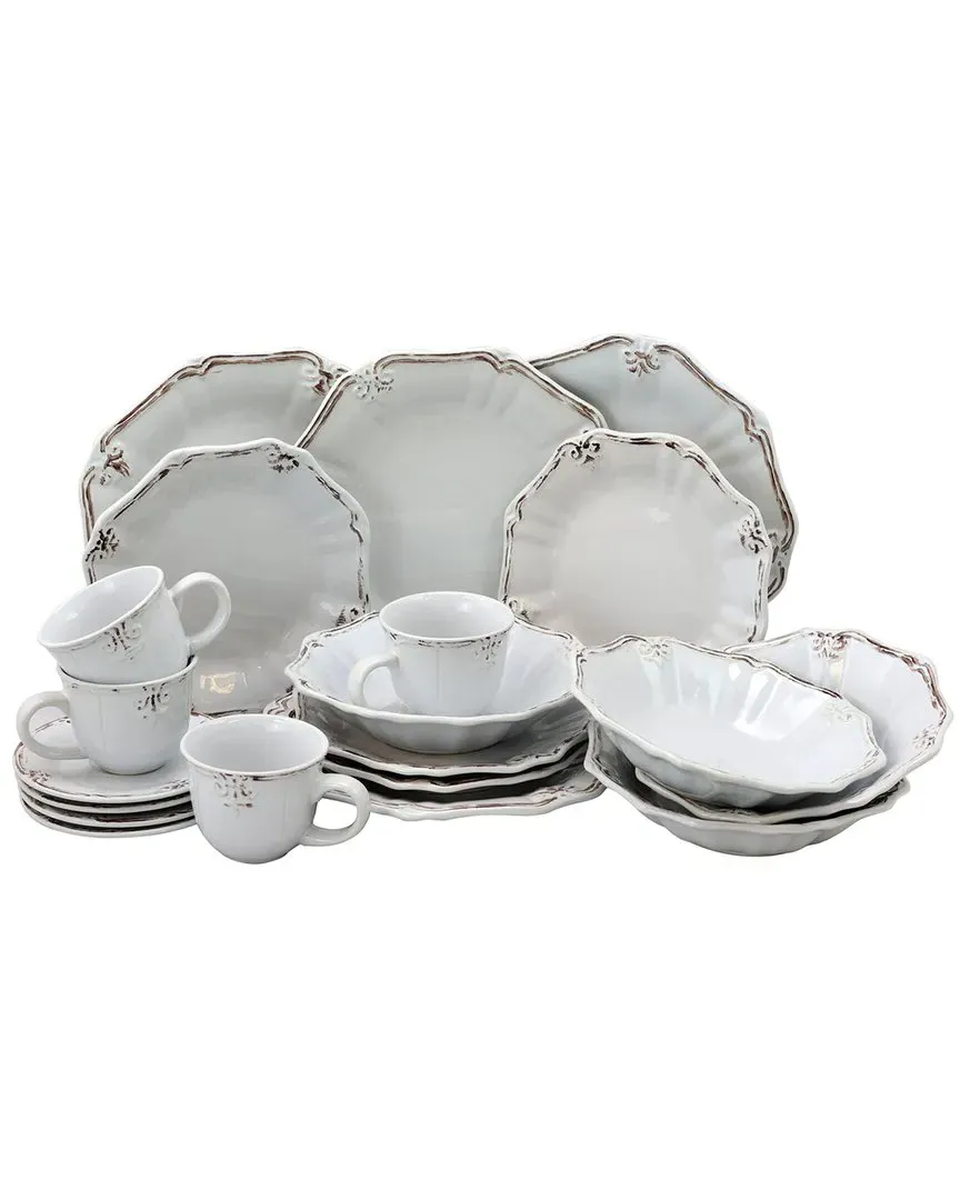 Fleur De Lys 20pc Dinnerware Set - White, Stoneware