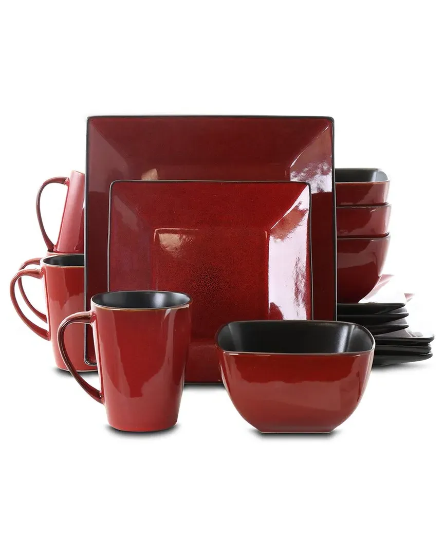 Harland Loft 16-Piece Dinnerware Set - Red, Stoneware image