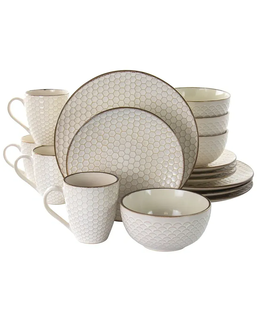 Honey 16-Piece Dinnerware Set - Ivory, Stoneware