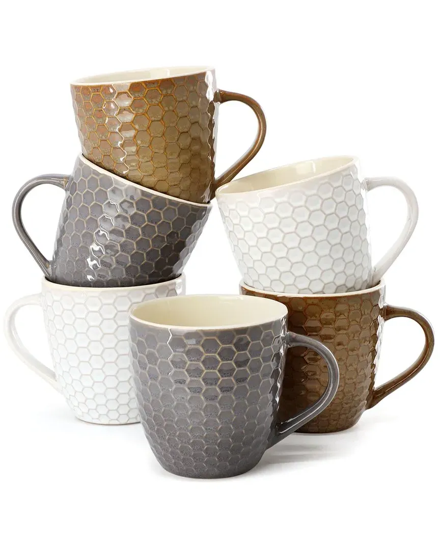 Honeycomb 6-Piece Mug Set - Assorted, Stoneware image