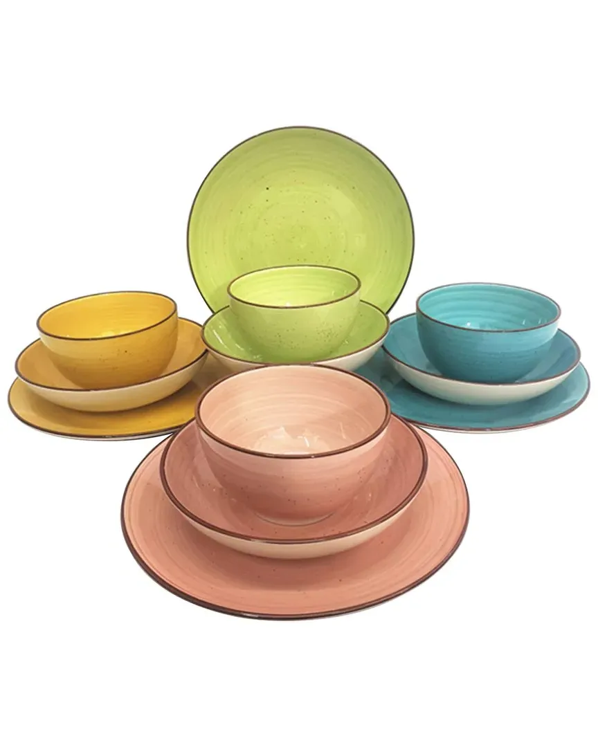 Hudson 12pc Round Dinnerware Set - Multicolor, Stoneware
