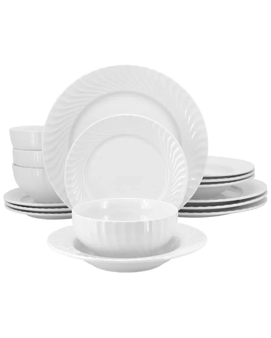 Julia 16pc Scalloped Dinnerware Set - White, Porcelain
