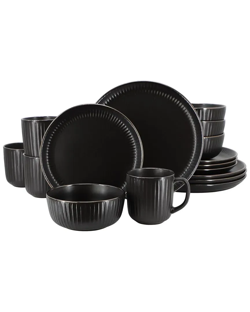 Leo 16-Piece Dinnerware Set - Black, Stoneware image