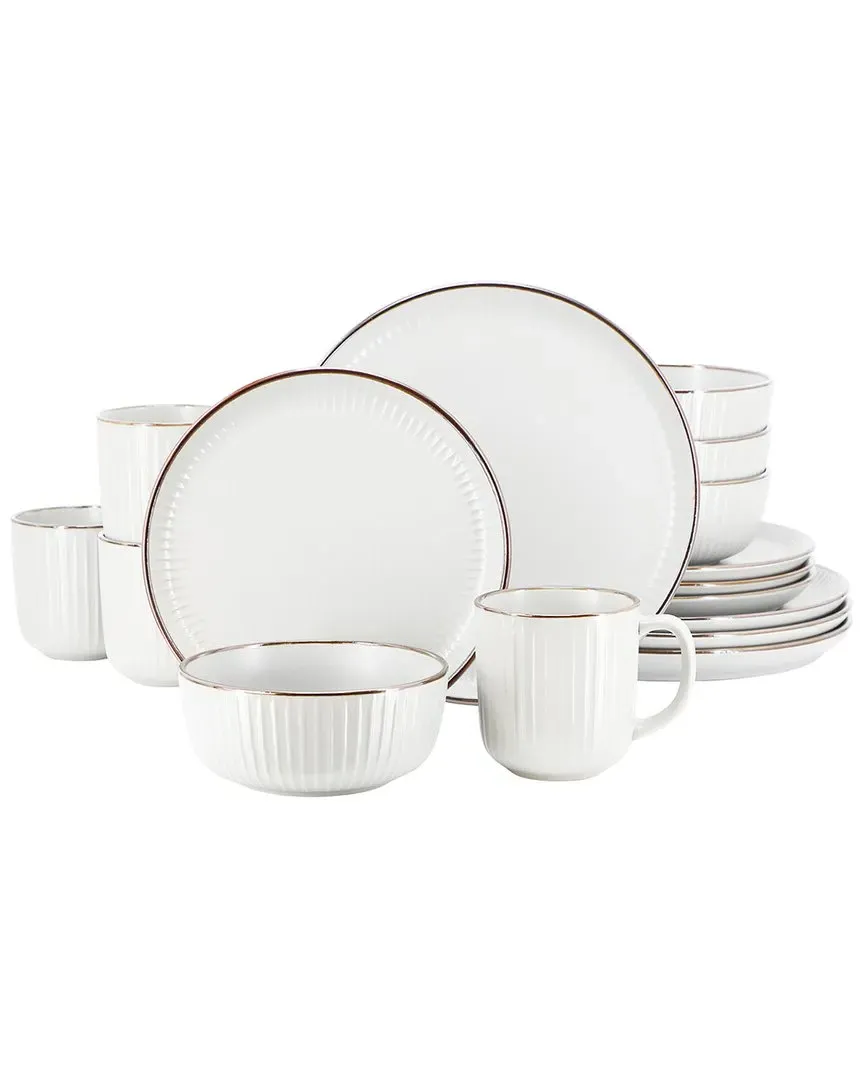 Leo 16-Piece Dinnerware Set - White, Stoneware