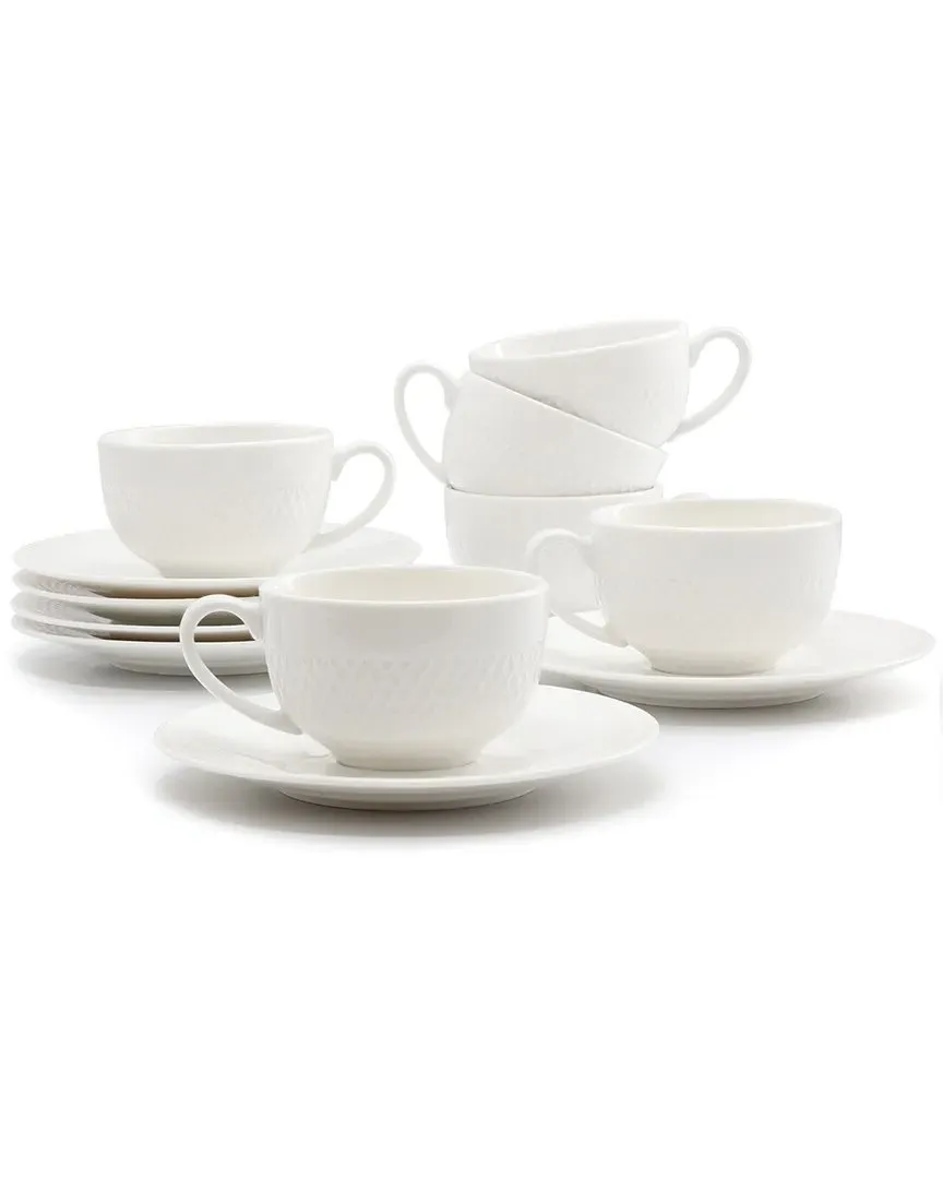 Luna 12pc Espresso Cup Set with Saucers - White, Porcelain