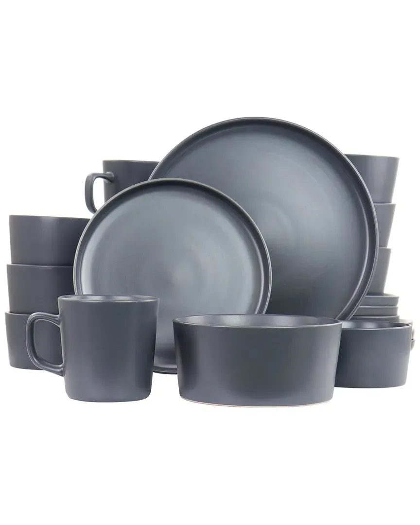 Luxmatte 20pc Round Dinnerware Set - Dark Grey, Stoneware
