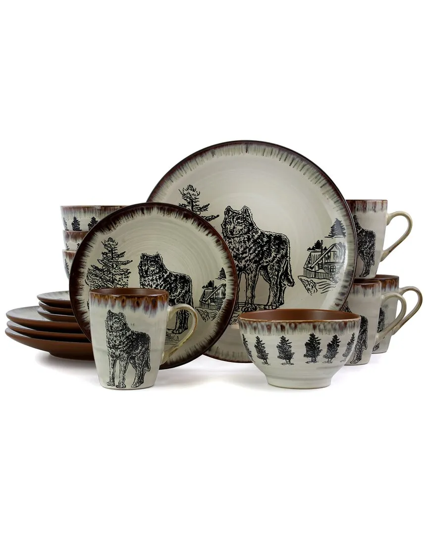 Majestic Wolf 16pc Dinnerware Set - Taupe, Stoneware