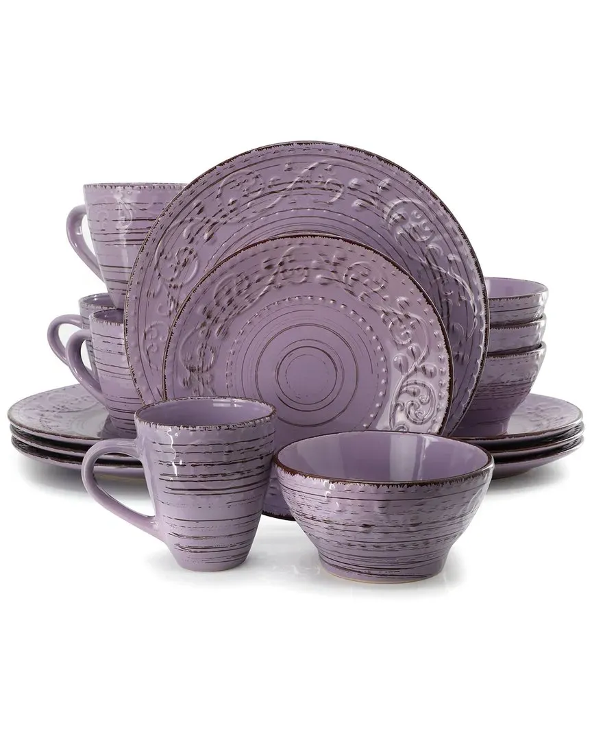 Malibu Mica 16-Piece Dinnerware Set - Purple, Stoneware