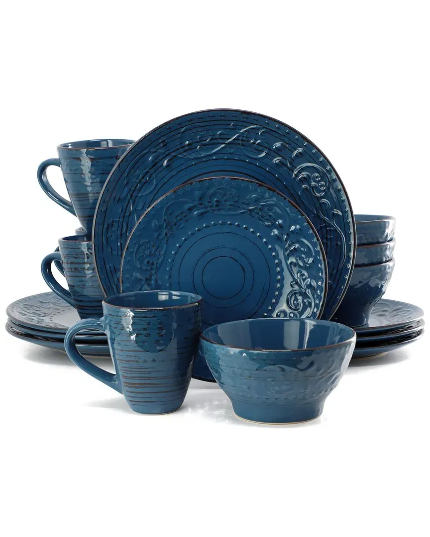 Malibu Sea Glass 16-Piece Dinnerware Set - Blue, Stoneware image