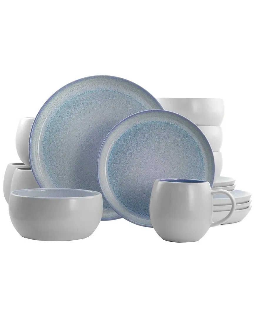 Mocha 16pc Round Dinnerware Set - Blue, Stoneware image
