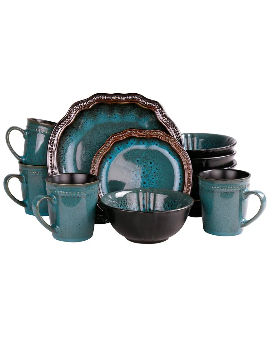 Mystic Waves 16pc Dinnerware Set - Blue, Stoneware