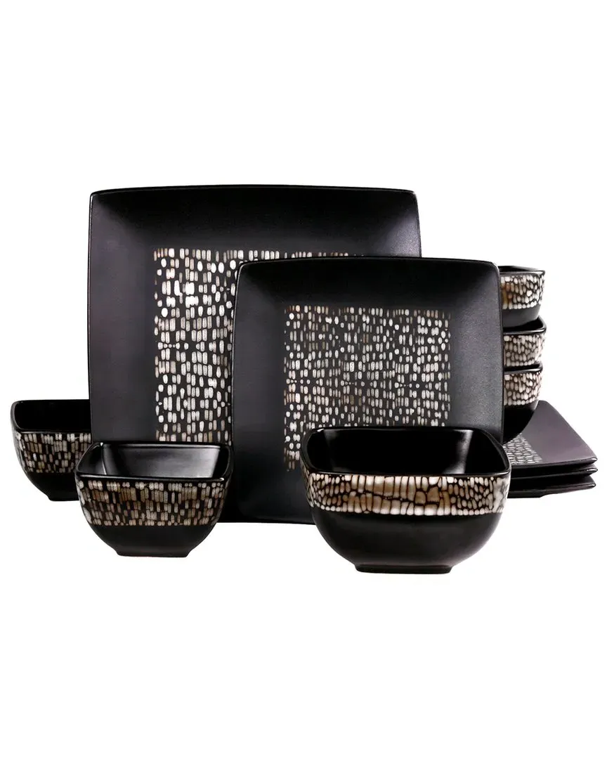 Naina 16pc Dinnerware Set - Black, Stoneware