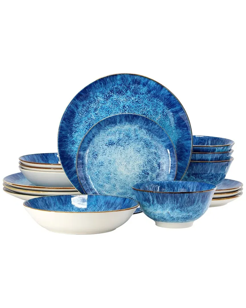 Oceanus 16pc Dinnerware Set - Blue, Porcelain