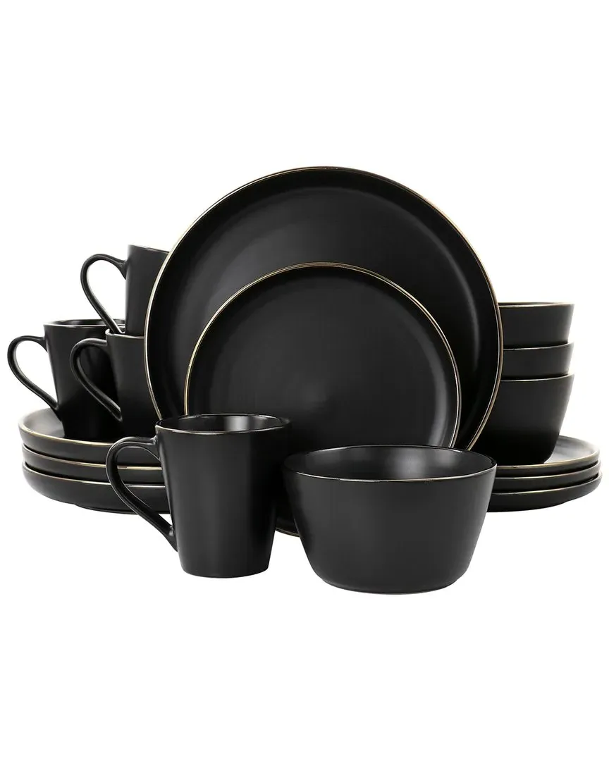 Paul 16pc Stoneware Dinnerware Set - Black image