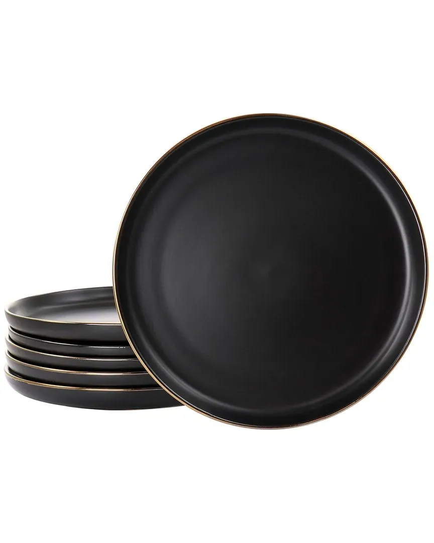 Paul 6-Piece Round Dinner Plate Set - Black, Stoneware