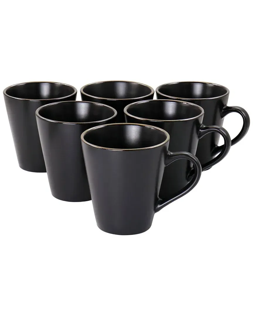 Paul 6-Piece Round Mug Set - Black, Stoneware