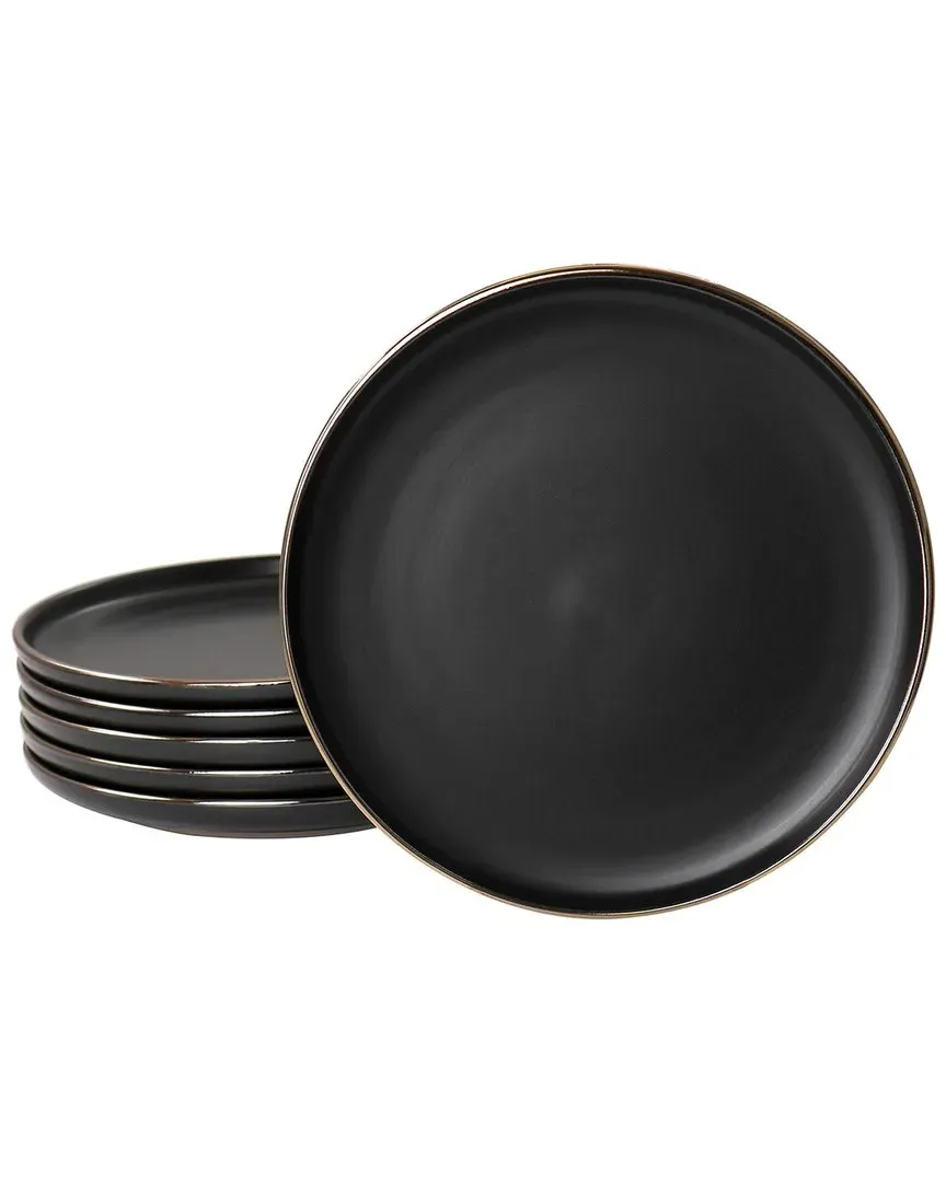 Paul 6-Piece Round Salad Plate Set - Black, Stoneware