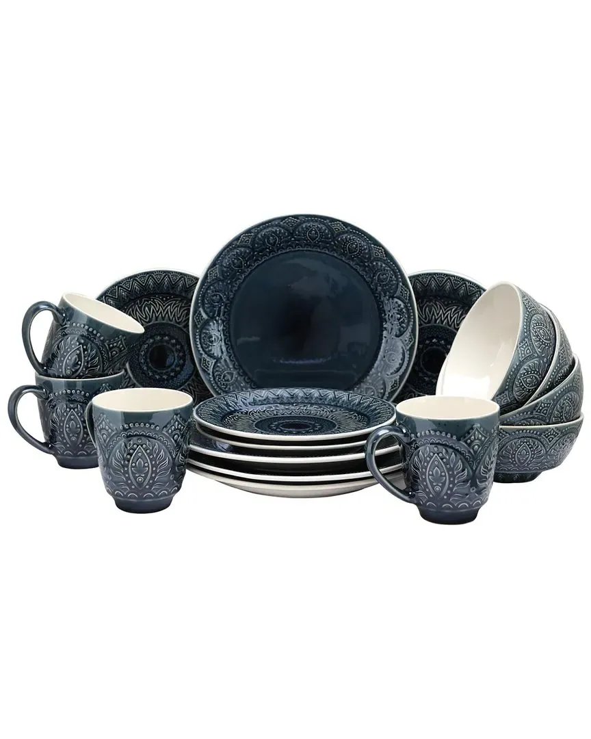 Petra 16-Piece Dinnerware Set - Navy, Stoneware