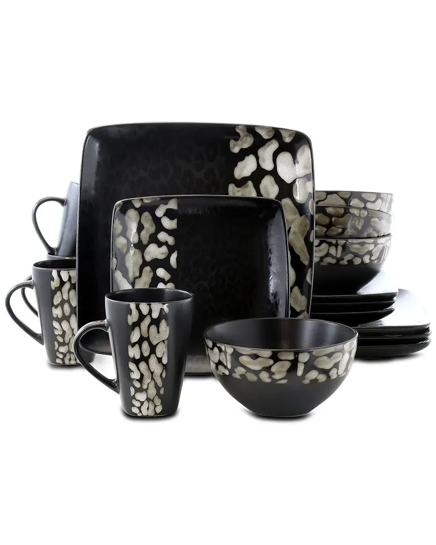Savannah 16-Piece Dinnerware Set - Black, Stoneware