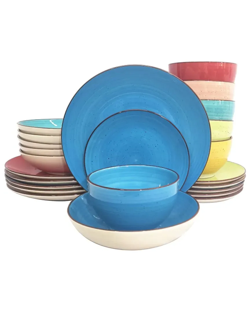 Sebastian 24pc Round Dinnerware Set - Multicolor, Stoneware
