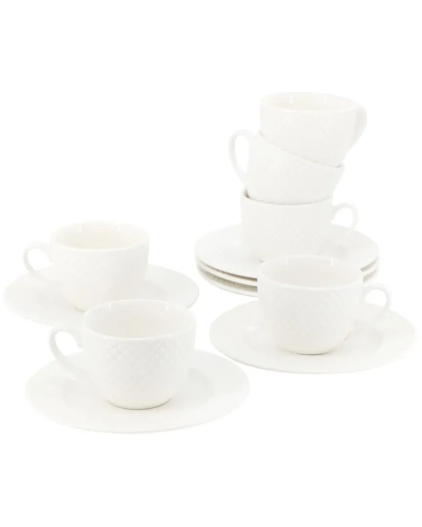 Sol 12pc Espresso Cup Set with Saucers - White, Porcelain