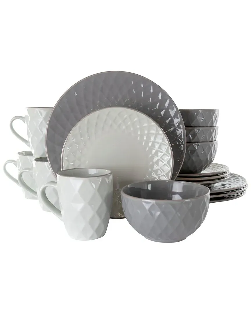 Tahitian Diamond 16-Piece Dinnerware Set - Slate, Stoneware