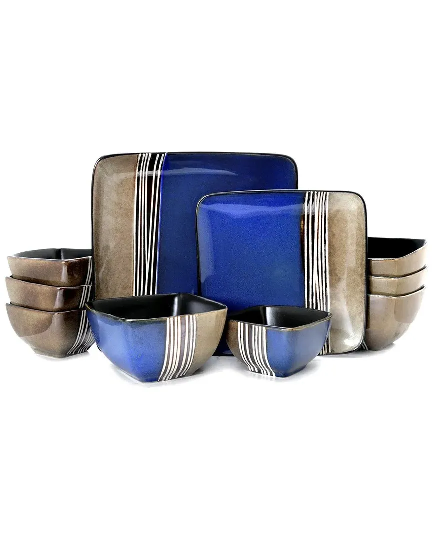 Uptown Loft 16pc Dinnerware Set - Blue, Stoneware
