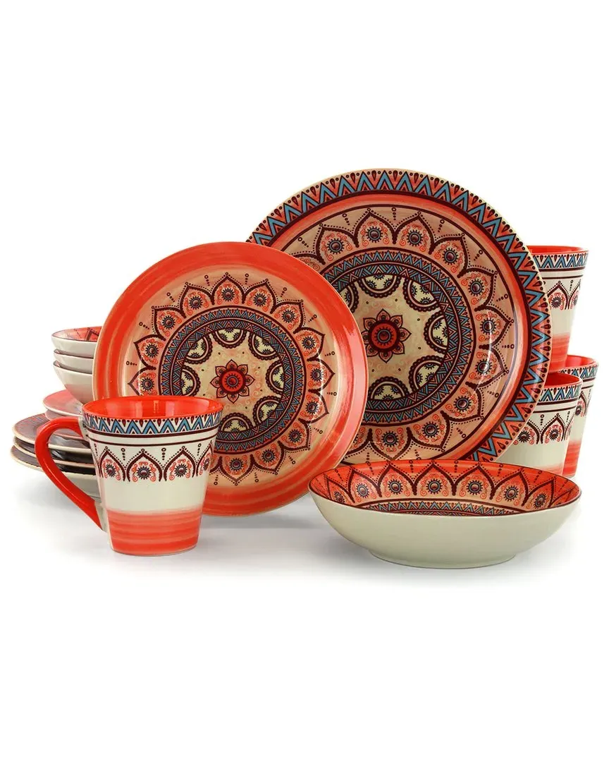 Zen Mozaik 16-Piece Round Dinnerware Set - Multicolor, Stoneware