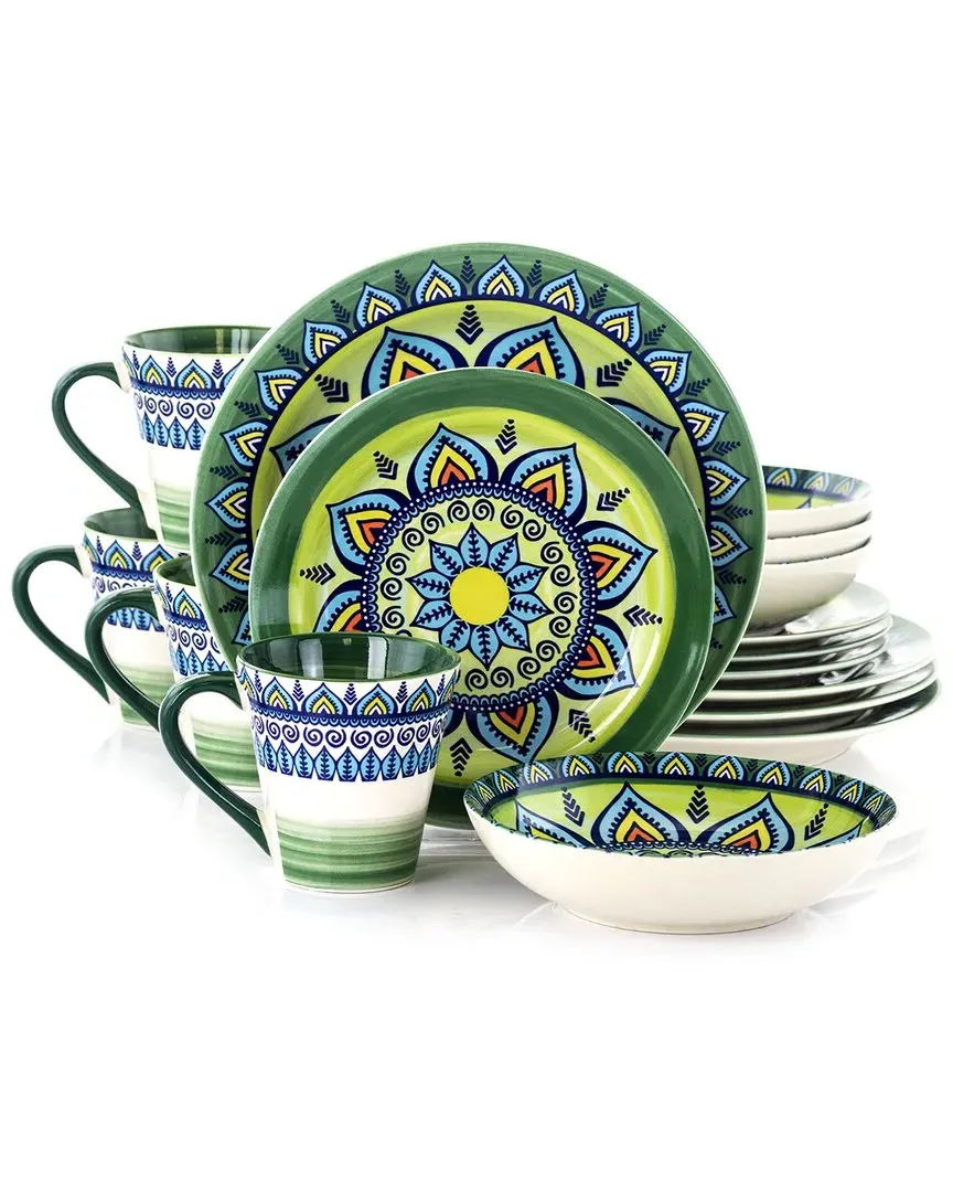 Zen Mozaik 16-Piece Round Dinnerware Set - Multicolor, Stoneware
