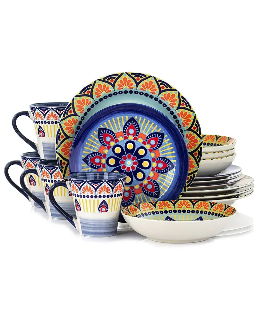 Zen Mozaik 16-Piece Round Dinnerware Set - Multicolor, Stoneware