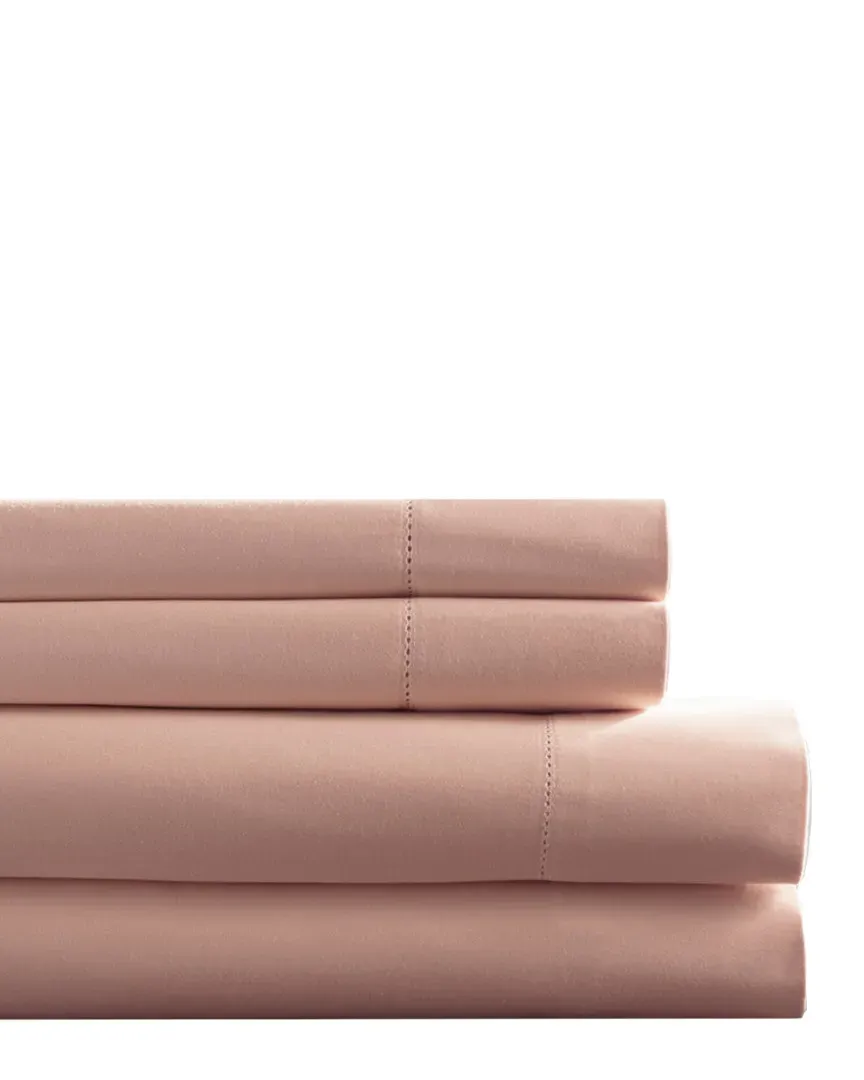 400 Thread Count Cotton Long Staple Hemstitch Sheet Set - Blush