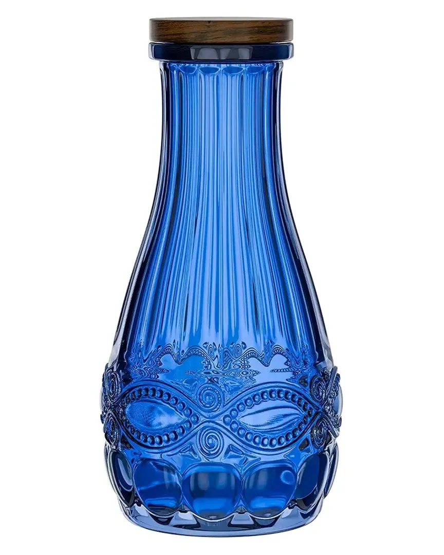 Carafe with Wood Lid - Blue, Glass image