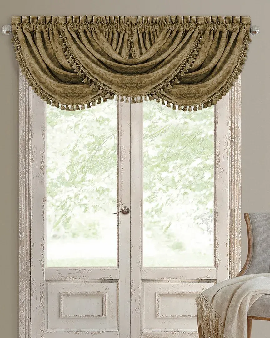 Antonia Waterfall Window Valance with Tassel - Gold