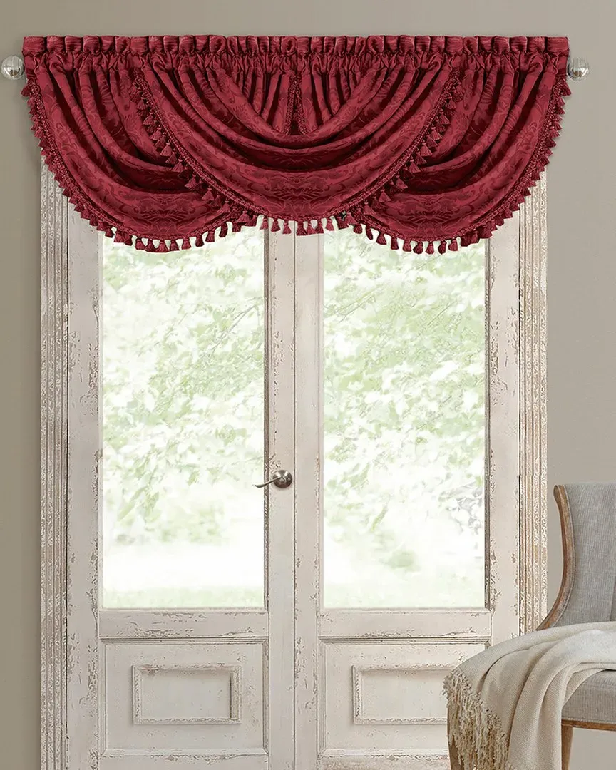 Antonia Waterfall Window Valance with Tassel - Rouge