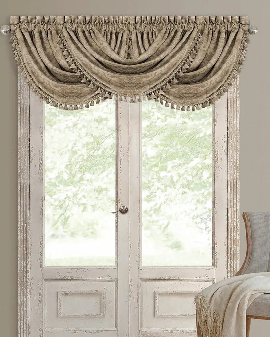 Antonia Waterfall Window Valance with Tassel - Taupe
