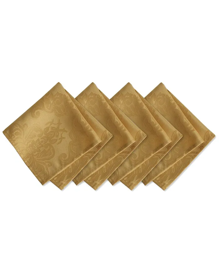 Barcelona Set of 4 Damask Napkins - Gold, Polyester