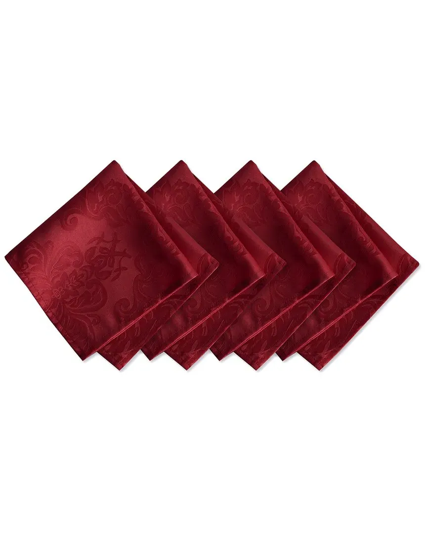 Barcelona Set of 4 Damask Napkins - Red, Polyester