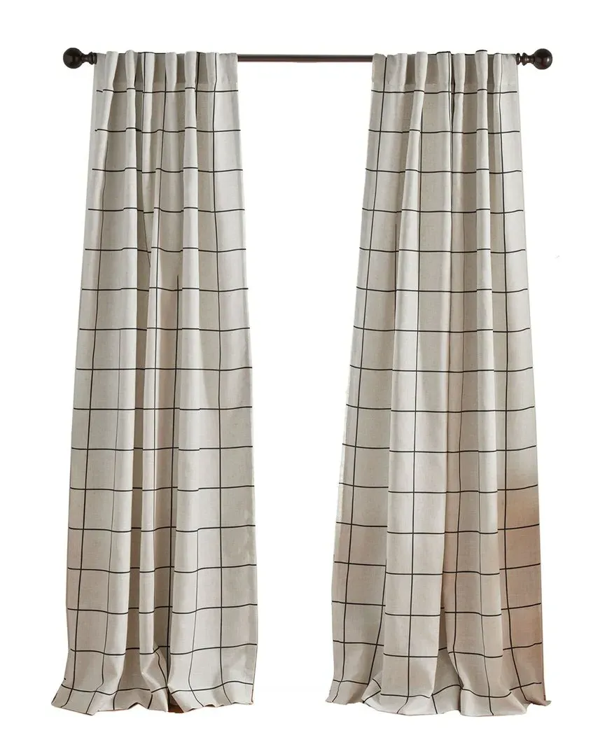 Brighton Windowpane Plaid Blackout Curtain - Black image