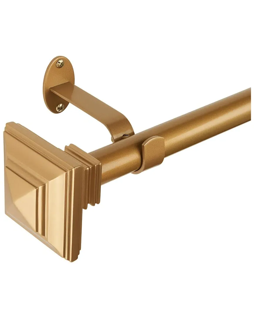 Florence Adjustable Curtain Rod with Square Finials - Soft Gold image