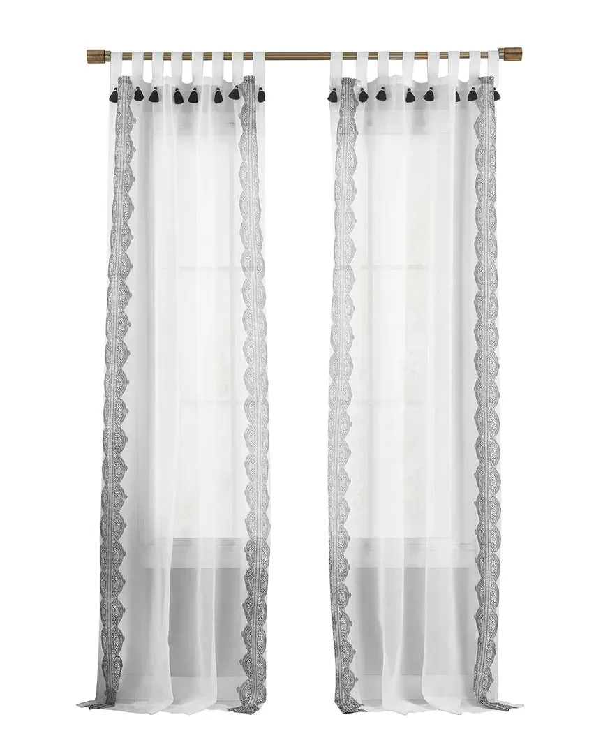 Shilo Tab Top Sheer Curtain - Black, Polyester image