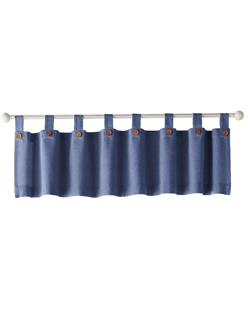Tucker Button Window Kitchen Valance - Blue, Cotton image