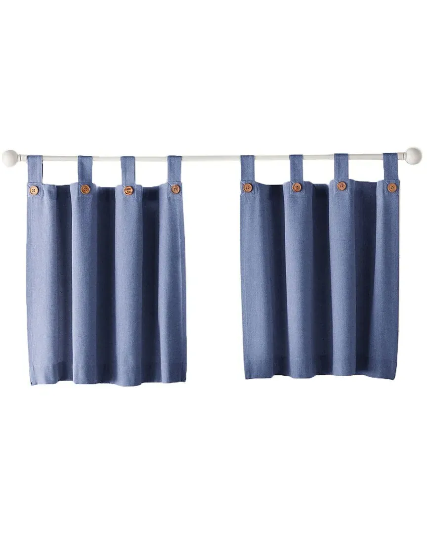 Tucker Button Window Tier Set - Blue, Cotton