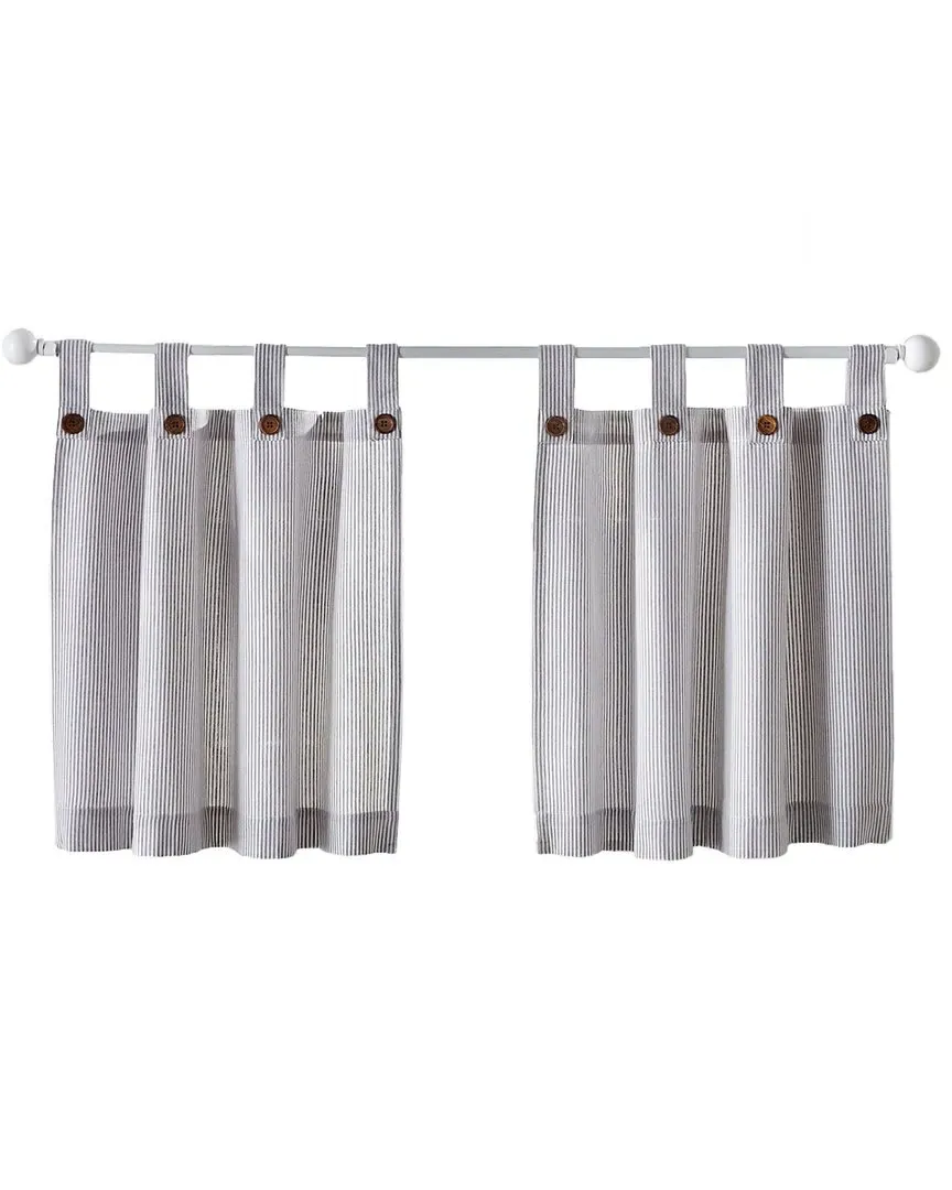 Tucker Ticking Stripe Window Tier Set - Grey, Cotton