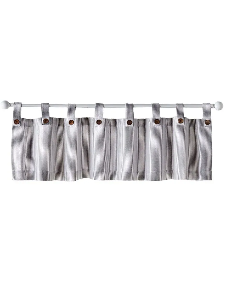 Tucker Ticking Stripe Window Valance - Grey, Cotton