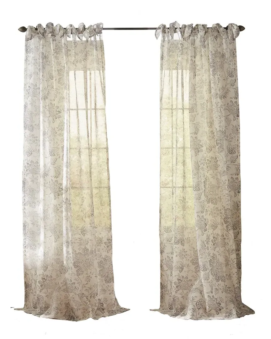 Westport Floral Tie-Top Sheer Curtain - Grey image