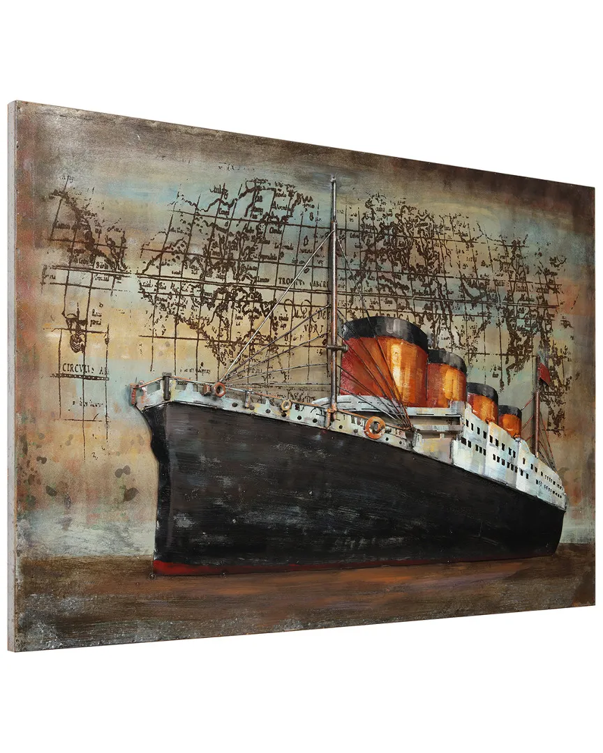 Black Ship Metal Wall Sculpture - Iron image