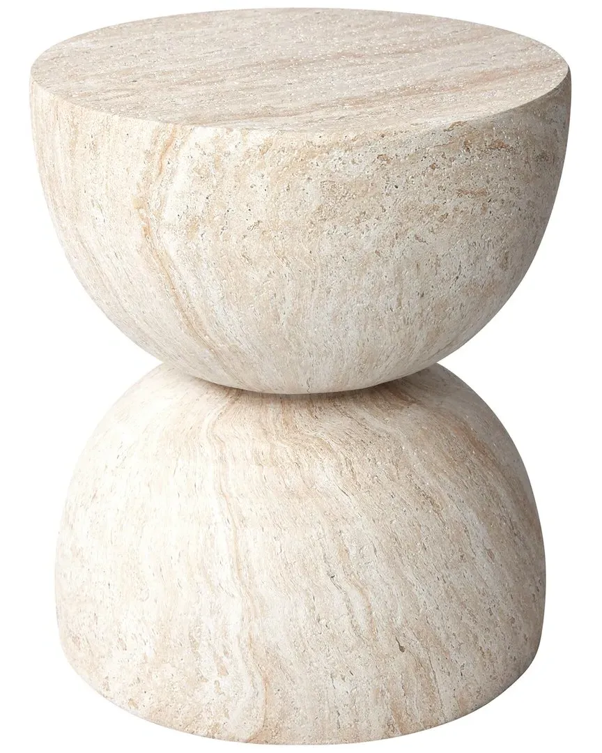 Enchanted Duality Hourglass Side Table - Beige, Travertine image