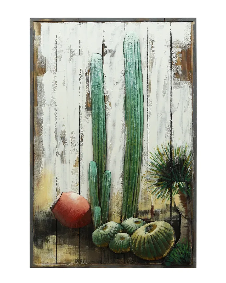Primo Cacti Hand Painted Wall Sculpture - Iron, Wood