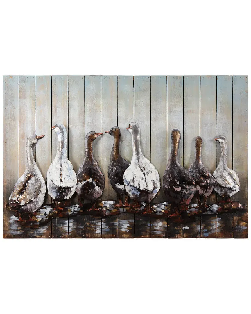 Primo Ducks Hand Painted Wall Sculpture - Iron, Wood
