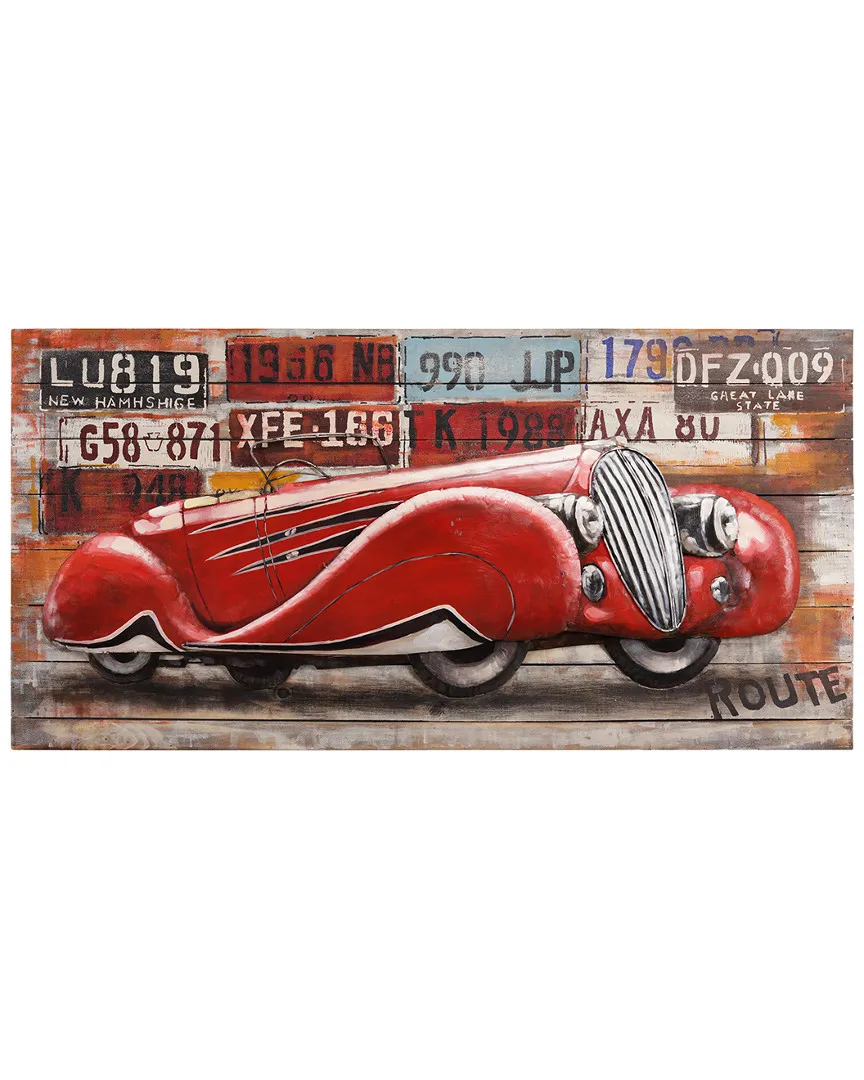 Primo Jaguar XK120 Hand Painted Wall Sculpture - Iron, Wood